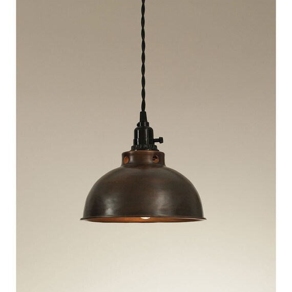 Domed Farmhouse Pendant Lamp-aged 