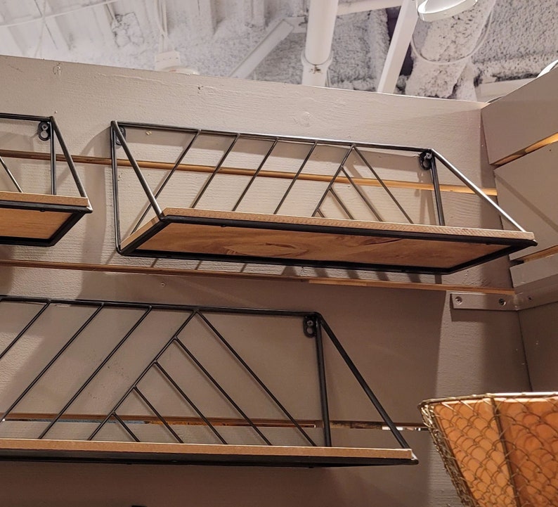Rustic Wood & Metal Wall Shelves Etsy