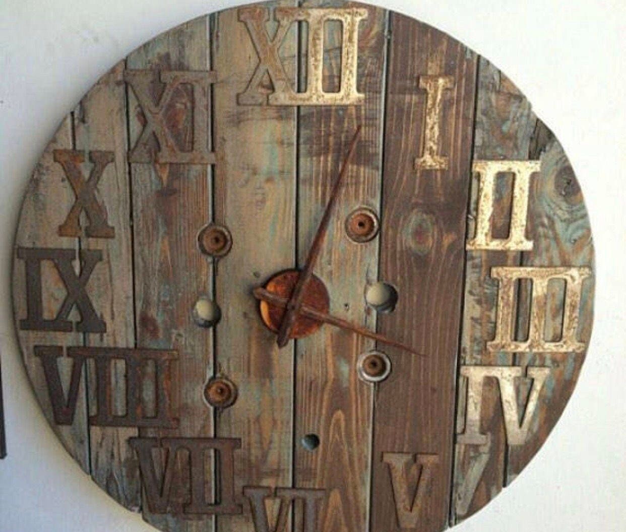 6 Inch Roman Numeral Clock Setrusty or NaturalSpool Etsy