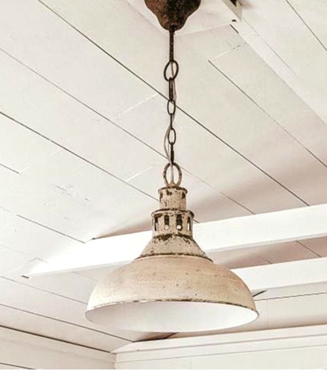 Distressed White Barn Pendant Light14 Inch DiameterFarmhouse Etsy