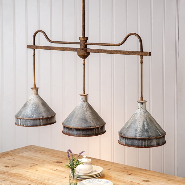 Large Rustic Three Light Pendant-Farmhouse Lighting-Country Lighting-…