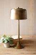 Tall Antique Brass Table Lamp with Brass Shade - Modern Farmhouse Decor 