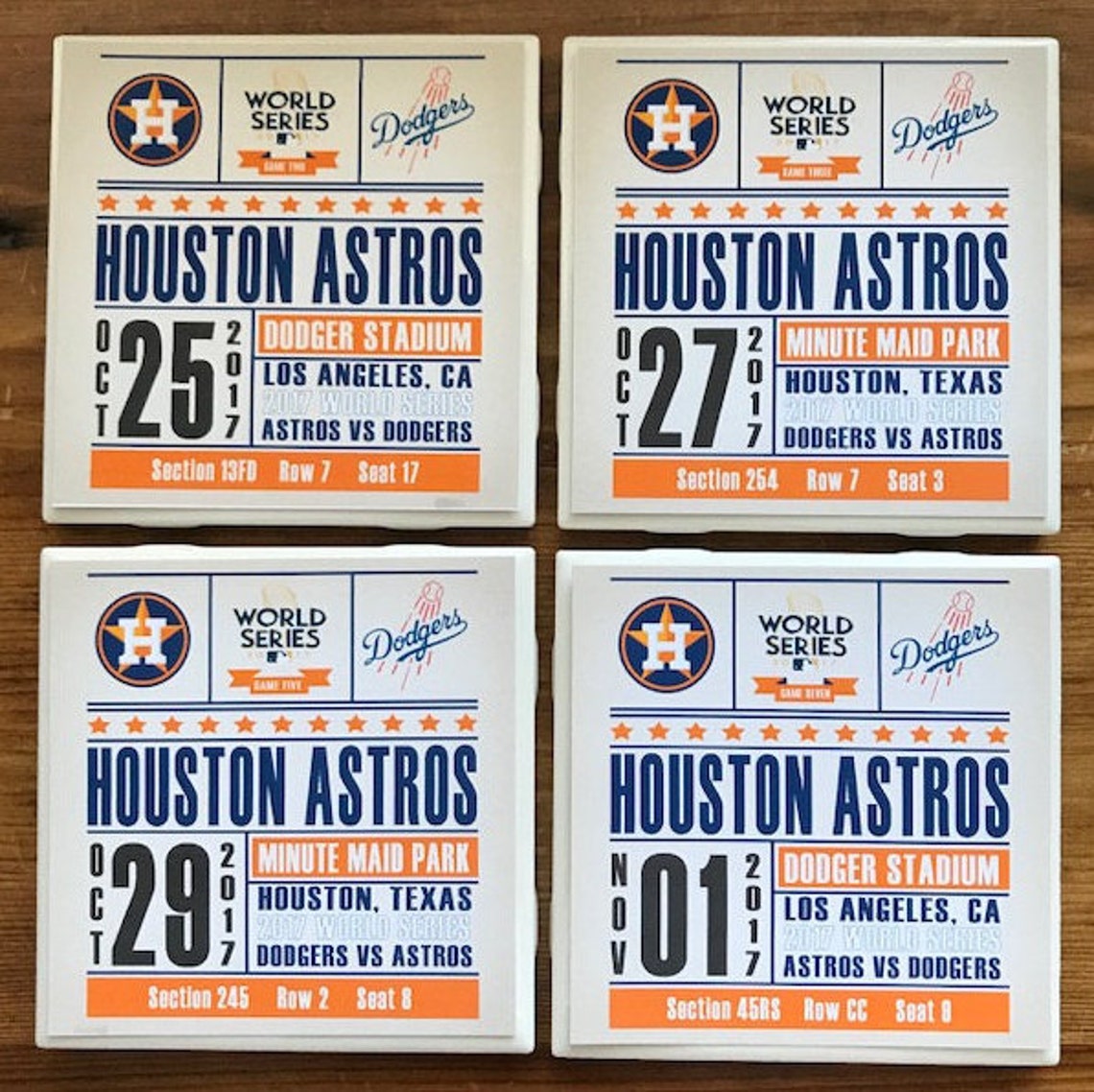 Houston Astros World Series Ticket Coasters Etsy