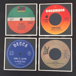 Classic rock 45 singles coasters