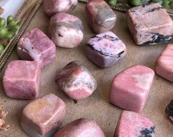 Rhodonite Tumble Stone Set of 3, Rhodonite Tumbled Stone, Pick Your Crystal Set, Rhodonite Stone, Meditation Crystal, Altar Decor