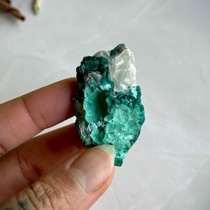 Dioptase with Chrysocolla Matrix, Natural Dioptase Mineral Specimen, Natural Crystal, Dioptase from Congo