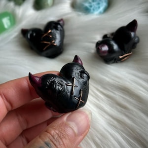 Little Black Heart Sculpture, ONE Broken Heart Figurine, Devilish Crystal Heart Sculpture