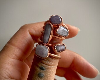 Kunzite Ring, Kunzite Copper Ring, Copper Ring, Crystal Ring, Kunzite Crystal, Kunzite Jewelry, Electroformed Copper Rings