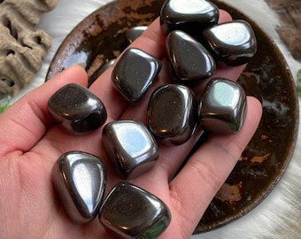 Hämatit Trommelsteine, ein Hämatit Trommelstein, nicht-magnetischer silberner Hämatit, Altarkristalle, spirituelle Geschenke, Taschensteine