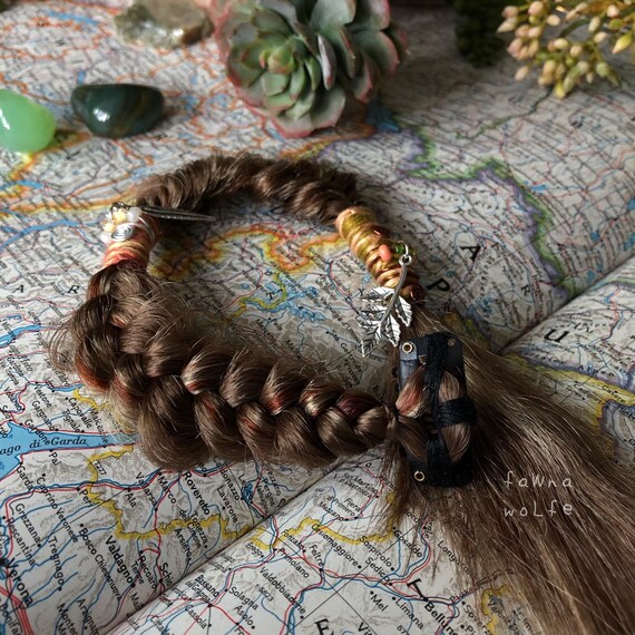 Short Natural Brown Burgundy Blend Clip In Fairy Fishtail Braid Clip In Fishtail Hybrid Braid Fairy Goddess Clip In Hair Goddess Braid