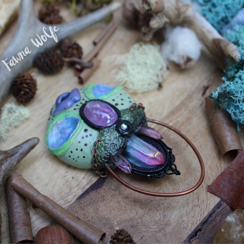 OOAK Alien Pendant Wearable Art Pendant OOAK Jewelry Alien Babe Babes Alien Jewelry Amethyst Necklace Aura Quartz Pendant Third Eye