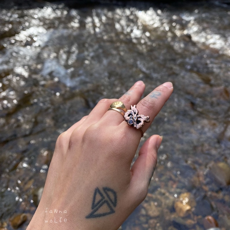 Electroformed Copper Amethyst Ring Size 7.5 Copper Jewelry Amethyst Ring Bow Ring Electroformed Ring Rings