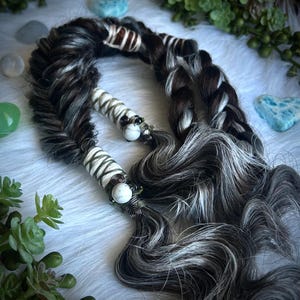 Clip-In Braids, Faux Braids, 2 Clip-In Braid Extenions, Clip-In Hair Extensions, Grey Brown Blend Braids