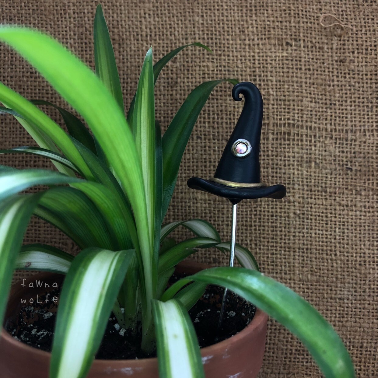 Witch Hat Potted Plant Stick Witchy Potted Plant Stakes Witchy Home Garden Decor Plant Decor Decorations Hand Sculpted Hand Painted Clay