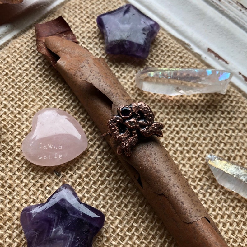 Electroformed Copper Amethyst Ring Size 7.5 Copper Jewelry Amethyst Ring Bow Ring Electroformed Ring Rings