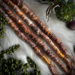 4 Ready to Ship Dreadlock Extensions, White Mauve Orange Blend Synthetic Dreadlocks, Adorned Natural Faux Locs