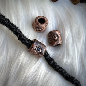 Copper Dread Beads, Electroformed Dreadlock Beads, Handmade Big Hole Beads, Dread Jewelry, Loc Jewelry, Loc Beads