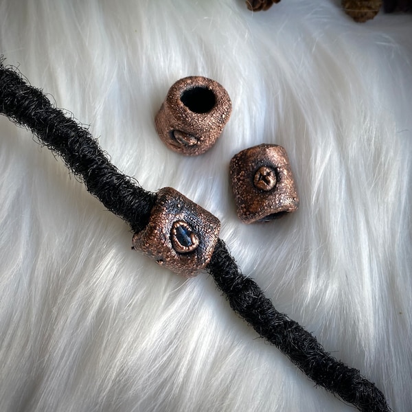 Copper Dread Beads, Electroformed Dreadlock Beads, Handmade Big Hole Beads, Dread Jewelry, Loc Jewelry, Loc Beads