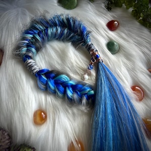 Clip-In Adorned Braid, 1 Faux Braid, Grey Blue Blend Braid