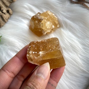 Honey Calcite Set of 2, Honey Calcite Stones, Raw Honey Calcite, Calcite Crystals, Crystal Gift Set image 7