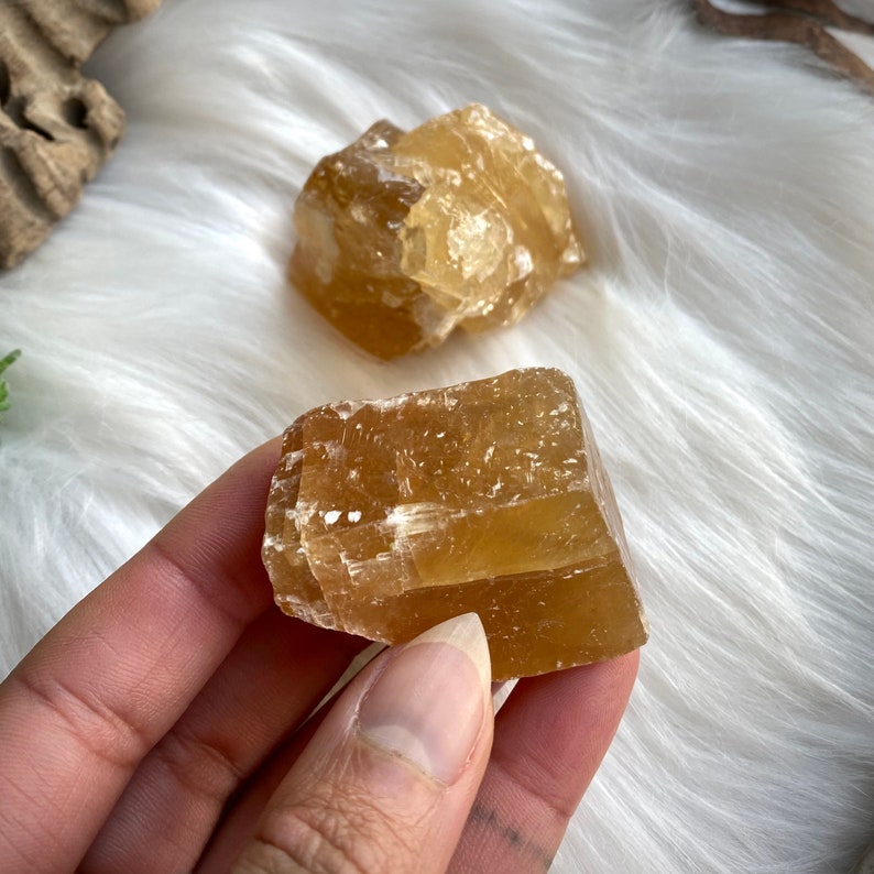 Honey Calcite Set of 2, Honey Calcite Stones, Raw Honey Calcite, Calcite Crystals, Crystal Gift Set image 7
