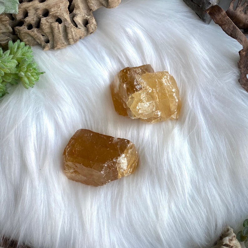 Honey Calcite Set of 2, Honey Calcite Stones, Raw Honey Calcite, Calcite Crystals, Crystal Gift Set image 8