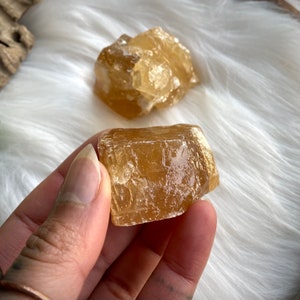 Honey Calcite Set of 2, Honey Calcite Stones, Raw Honey Calcite, Calcite Crystals, Crystal Gift Set image 6