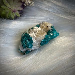 Dioptase on Calcite Matrix, Natural Dioptase Mineral Specimen, Natural Crystal, Dioptase from Congo