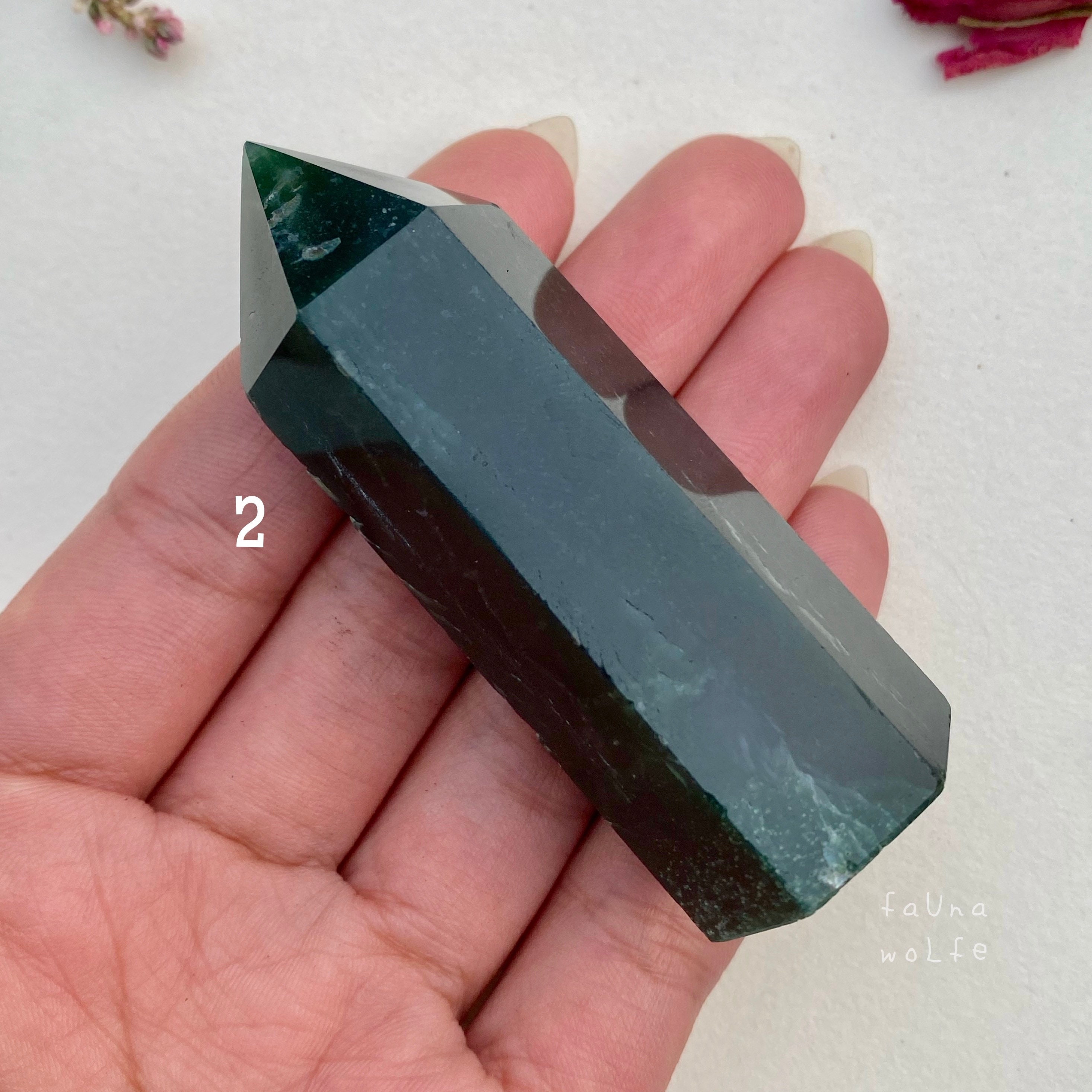 Moss Agate Tower Forest Green Moss Agate Polished Point Moss | Etsy