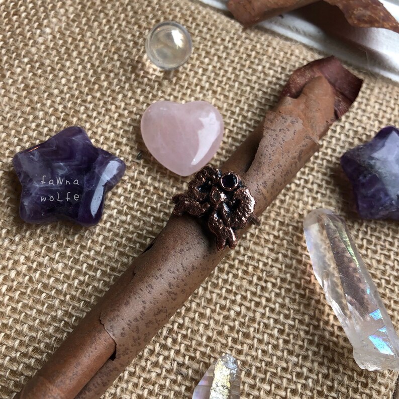 Electroformed Copper Amethyst Ring Size 7.5 Copper Jewelry Amethyst Ring Bow Ring Electroformed Ring Rings