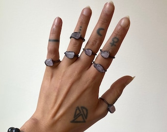 Kunzite Crystal Ring, Kunzite Copper Ring, Electroformed Copper Rings, Kunzite Jewelry, Electroformed Copper Jewelry