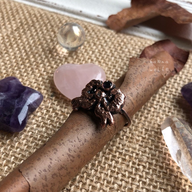 Electroformed Copper Amethyst Ring Size 7.5 Copper Jewelry Amethyst Ring Bow Ring Electroformed Ring Rings