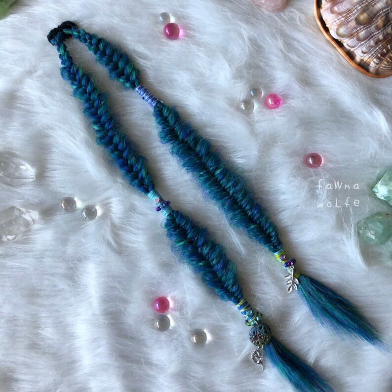 Ocean Mermaid Blue Green Clip In Fishtail Braids Clip In Fishtail Hybrid Braid Fairy Goddess Clip In Hair Clip In Braids Braid