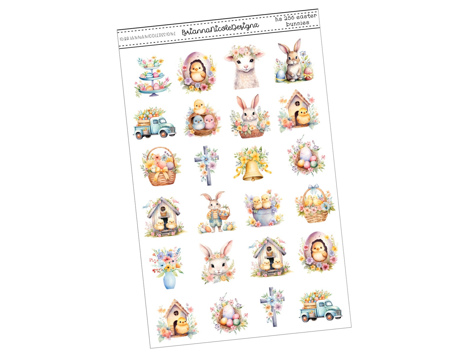 HS 256 Easter Bunnies | Spring Planner Stickers | Easter Stickers - Etsy