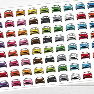 Doodle rainbow cars | planner stickers