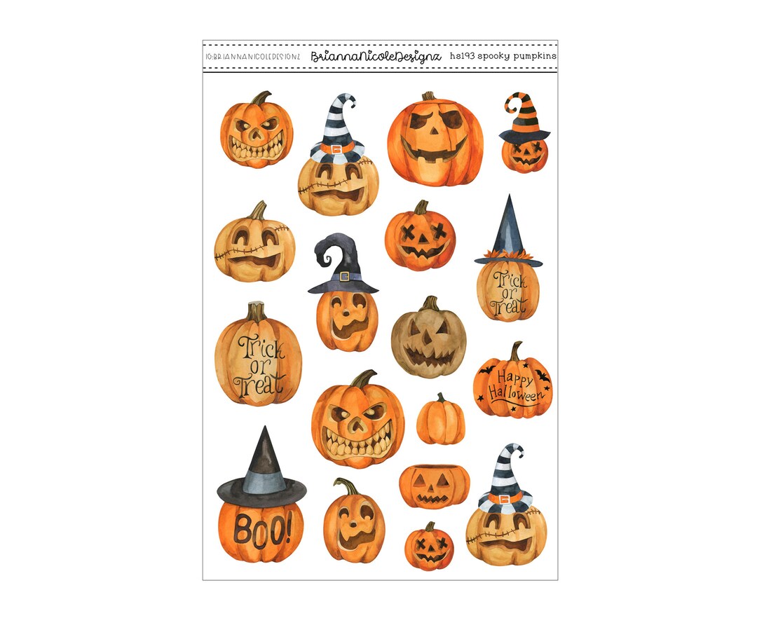 Hs 193 Spooky Pumpkins | Halloween Planner Stickers| Spooky Stickers ...