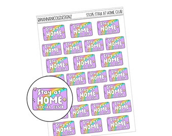 SS075 stay at home club | planner stickers