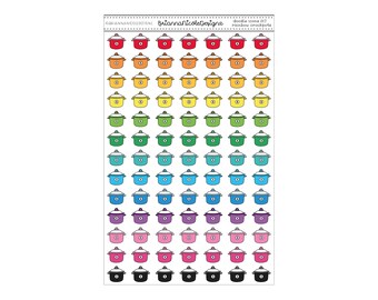 doodle icons 017 rainbow crockpots | planner stickers