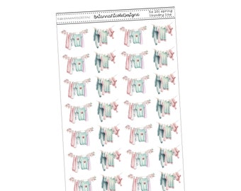 HS251 Spring laundry line | planner stickers | Spring planner stickers