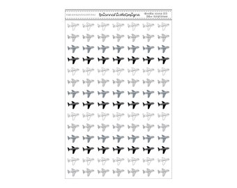 doodle icons 015 b&w airplanes | planner stickers