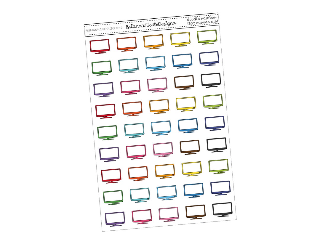 Doodle Rainbow Flat Screen Mini | Planner Stickers - Etsy