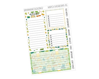 March dashboard layout a5 hobonichi cousin | planner stickers