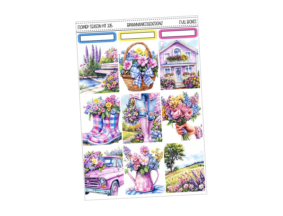 KIT 335 Flower Season | Spring Planner Stickers | Spring Sticker Kits ...
