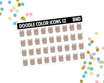 Doodle color icons 12 | planner stickers