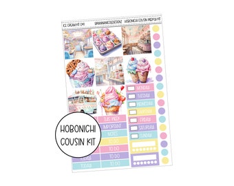 KIT 041 Ice cream hobonichi cousin weekly kit | Hobonichi cousin stickers