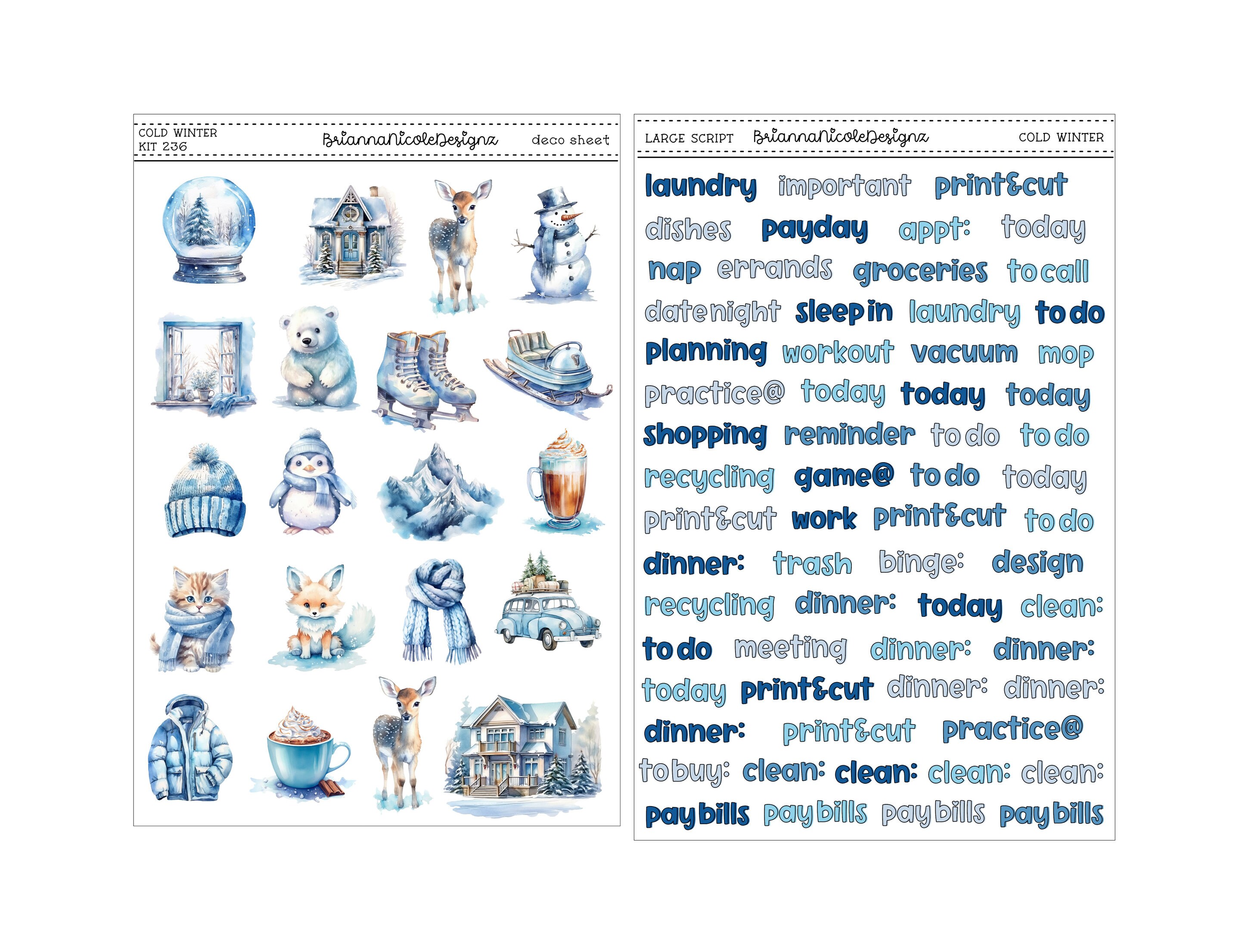 KIT 236 Cold Winter | Weekly Planner Sticker Kit - Etsy