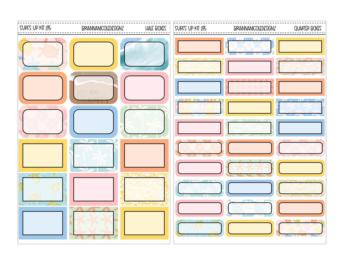 KIT 275 Surfs up | Planner Stickers | Summer Sticker Kits - Etsy