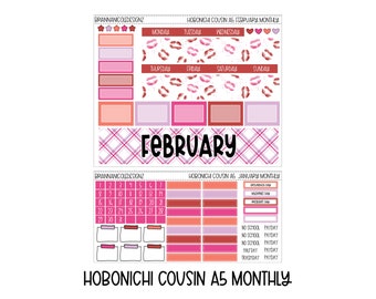February Hobonichi cousin a5 monthly kit | Hobonichi cousin planner stickers