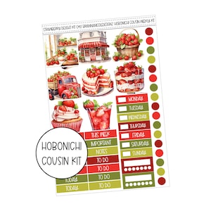 KIT 042 Strawberry delight hobonichi cousin weekly kit | Hobonichi cousin stickers
