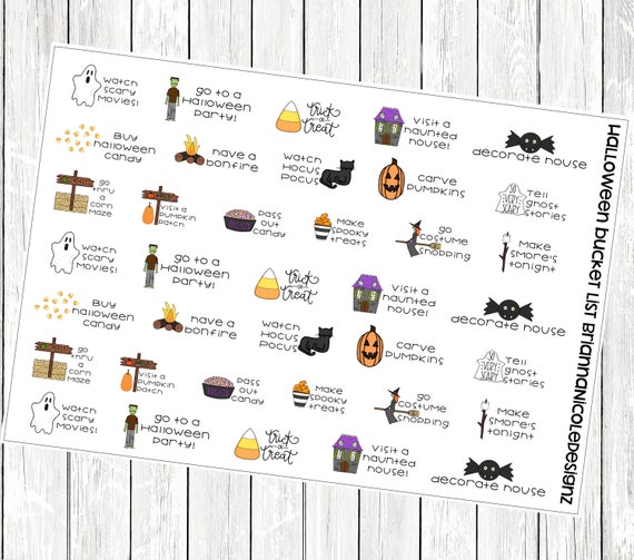 Halloween bucket list | Halloween planner stickers| Spooky stickers| October planner stickers| Ghosts| witches